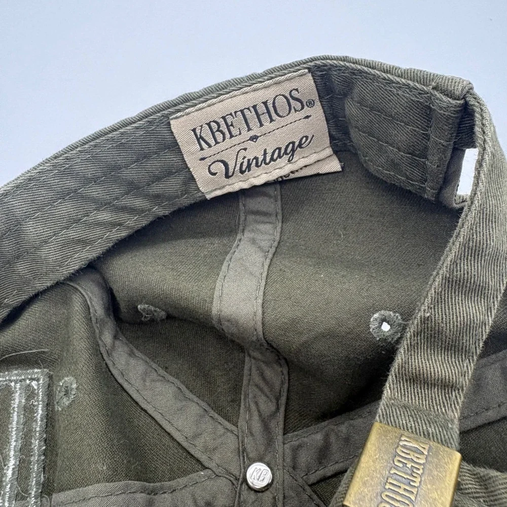 KBETHOS Vintage Men Olive Green Thin Blue Line American Flag Distressed Hat Cap